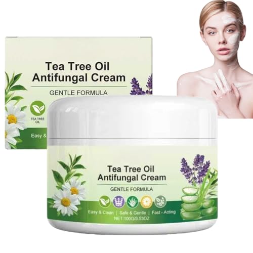 100g Tea Tree Oil Antifungal Cream,Tea Tree Relief Cream with Aloe Vera for Skin Itchy and Dry Areas,Soothing Moisturiser for Itchy,Fast Absorbing Antifungal Body Cream for Women and Men