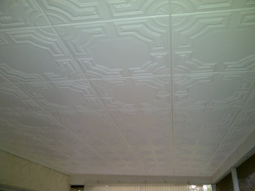 Faux Decorative Ceiling Tile - 20X20" Caracas White Foam #TOP1