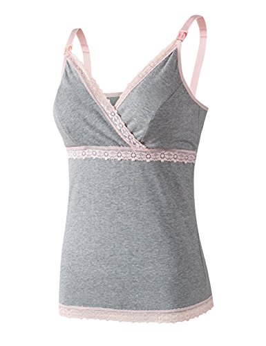 Jueshanzj - Ropa Interior sin Manga Halter con Cuello v Lactancia de Maternidad M Gris Cover