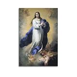 Bartolomé Esteban Murillo - Póster impreso de La Inmaculada Concepción de El Escorial - Lienzo decorativo para pared (50 x 75 cm)