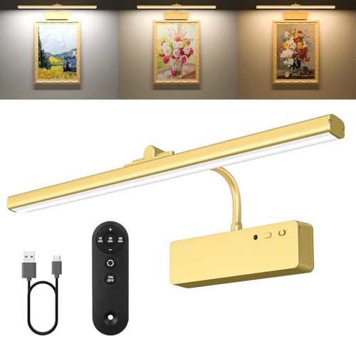 Picture Light, 15.35inch Wireless Picture Lights for Wall Rechargeable, 5400mAh Battery Wall Light...