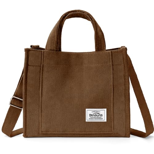 Image of Corduroy Tote Bag for Women Small Satchel Bag Mini Tote Bag Aesthetic Crossbody Handbag - School Work Travel Shopping