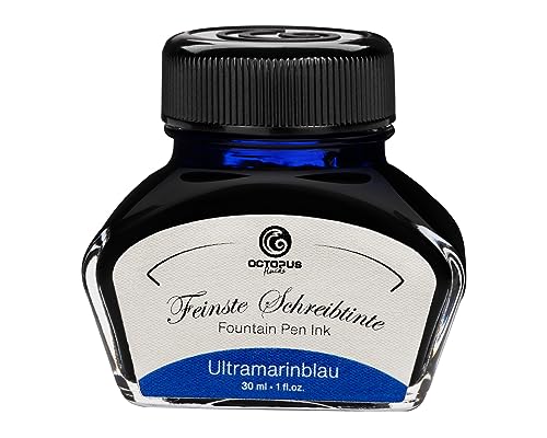 Füllhaltertinte im Tintenglas, Schreibtinte für Füllhalter, Füllertinte in Ultramarinblau 30ml im Tintenfass, Kalligraphie Tinte