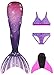 Produktbild GNFUN Mädchen Meerjungfrauenschwanz Zum Schwimmen mit Meerjungfrau Flosse- Prinzessin Cosplay Bademode für das Schwimmen mit Bikini Set und Monoflosse, 4 Stück Set
