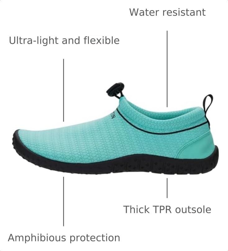 Image of WHITIN Women's Multi-Purpose Feather Water Shoes + Thick Sole Z10 | Thick Sole for Rock & Shell Defense, Adjustable Drawstring for Sand Protection & Snug Fit, Packable & Lightweight