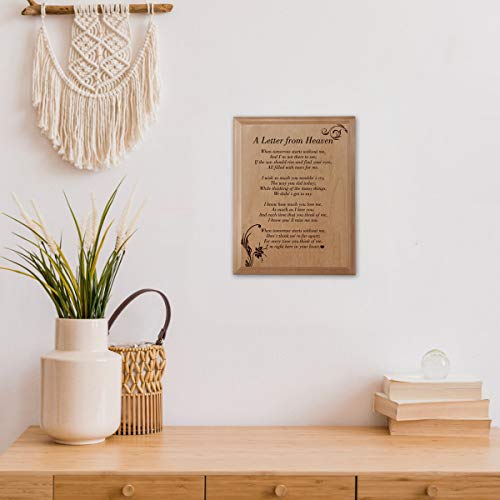 Brigruk Wooden Plaque – A Letter From Heaven Memorial Engraved Wood Plaque Inspirational Wall Decoration Commemorative Memorial Sympathy Heaven Gifts #TOP3