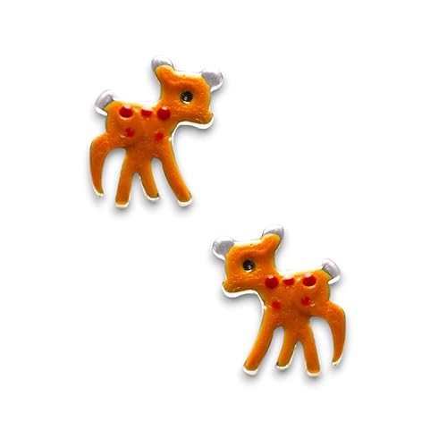 925 Sterling Silver Enamel Deer Stud Earrings For Girls