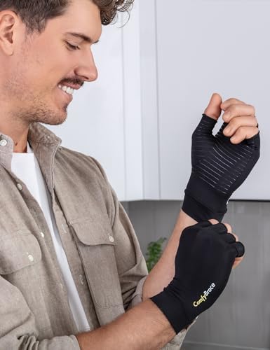 Brace Arthritis Hand Compression Gloves â‚¬â€œ Fit, Fingerless Design, Breathable & Moisture Wicking Fabric â‚¬â€œ Alleviate Rheumatoid Pains, Ease Muscle Tension, Relieve Carpal Tunne