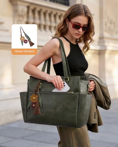Image of LOVEVOOK Laptop Tote Bag for Women, Vintage Work Teacher Bag with Clutch