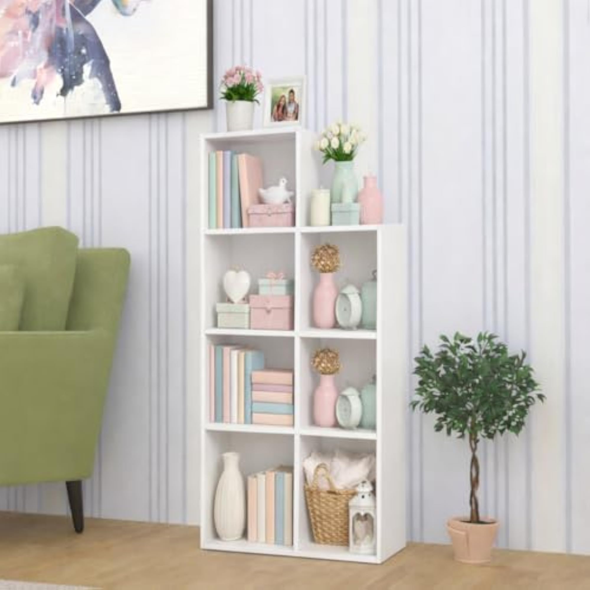 Wood Cabinet Organizer Display Rack, White, 3-4 Tier