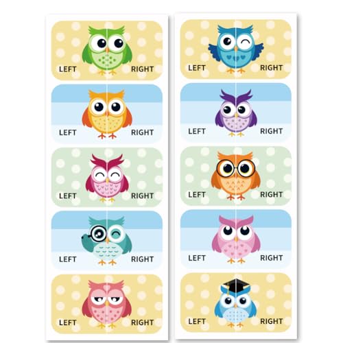 Peacoblue Shoes Stickers for Shoes Learning Left Right, Owl 100pcs(50 Pairs) Self-Adhesive Shoes Stickers Labels Decals to Help Put Shoes On