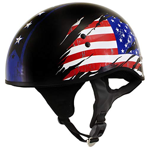Hot Leathers Hld1051 'Usa Flag (Star And Stripes)' Gloss Black Motorcycle Dot Skull Cap Helmet For Men And Women - Large #TOP28
