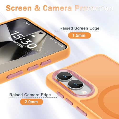 Image of YENAPOON for Samsung Galaxy S25 Edge Case, Matte Magnetic Phone Case with 1 Screen Protector, Support for Magsafe, Translucent Frosted Shockproof Protective Cover for Samsung Galaxy S25 Edge, Yellow