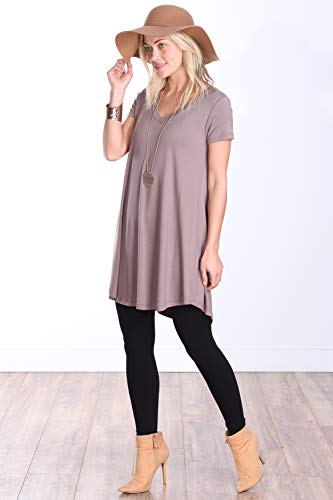 Popana Womens Short Sleeve Summer Tunic Tops To Wear With Leggings Loose Fit Plus Size Made In Usa Small Toffee #TOP2
