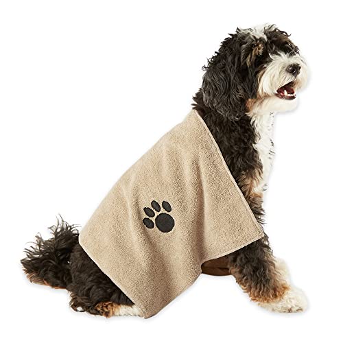 Bone Dry Pet Grooming Towel Collection Absorbent Microfiber Drying Set, 15x30", Embroidered Taupe, 3 Count by Bone Dry - Image 2