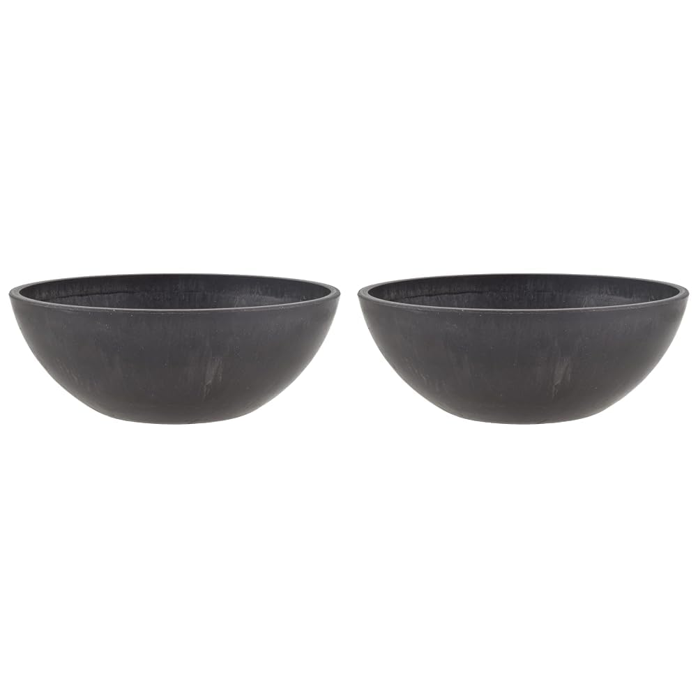 PSW Arcadia Products, Centerpiece Bowl, Fairy Garden Planter M20DC, 8 Inch, Dark Charcoal (Pack of 2)