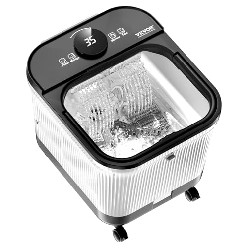 VEVOR Bañera de Hidromasaje para Pies de 35 a 48 °C con Ducha de Agua Ajustable, Bolas y Rodillos de Masaje, Bañera Remojo Pies con Pantalla LED y Temporizador a Aliviar el Estrés, 435 x 355 x 385 mm