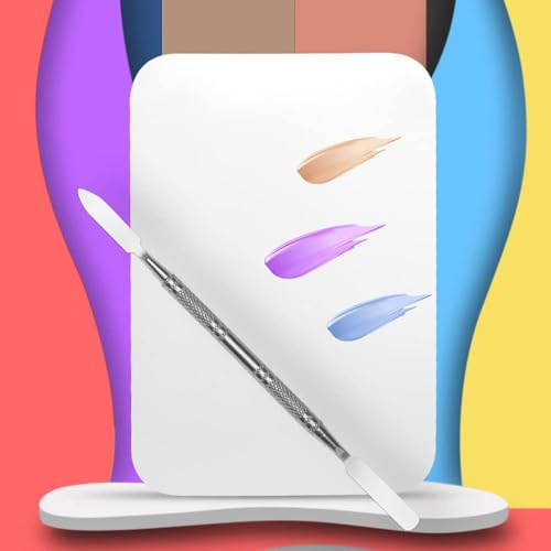 Métal Palette de Mélange, Plaque de Maquillage en Acier Inoxydable Plaque de Mélange de Fondation Rectangulaire avec Spatule, pour Dessin D’Artiste, Mélange de Peinture, Nail-Art (11.5 * 7.5Cm) – vue 7