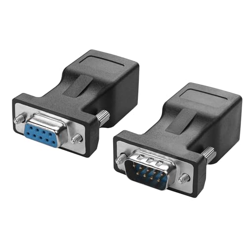 YACSEJAO RS232 DB9 a RJ45 adattatore seriale DB9 9 pin connettore seriale femmina/maschio a RJ45 Cat5/6 Ethernet LAN console (1 paio