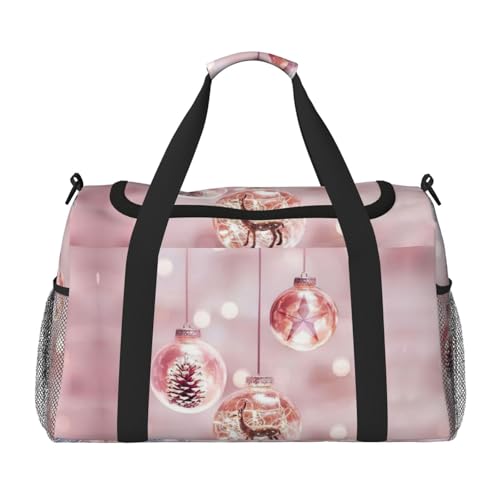 Sac de sport noir pour adulte avec motif rose imprimé boule de Noël