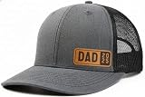 Lichfamy Dad Est 2025 Hat for Men Expectant or Expecting 1st Time New Dad to be Gifts for Dads Mom First Fathers Day or Birthday Chrismas Baby Announcement Leather Patch Trucker Hat Grey-Black