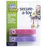 BABY BUDDY Secure-A-Toy, Safety Strap Secures Toys, Teether, or Pacifier to Stroller, Highchair, Car Seat, Pink-Lilac