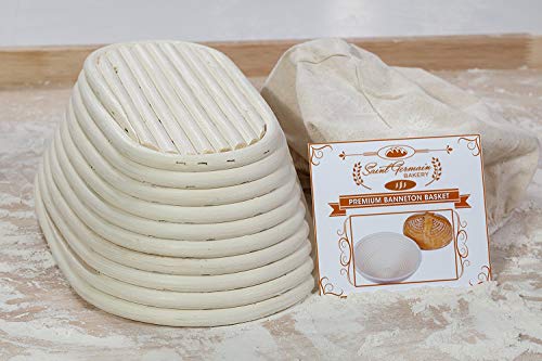 Saint Germain Bakery Premium Round Bread Banneton Basket With Liner - Perfect Brotform Proofing Basket For Making Beautiful Bread (10 Inch Oval) #TOP5