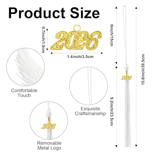 image for QIHOMPIB 2026 White Gradution Tassel with Golden Charm for Graduation 