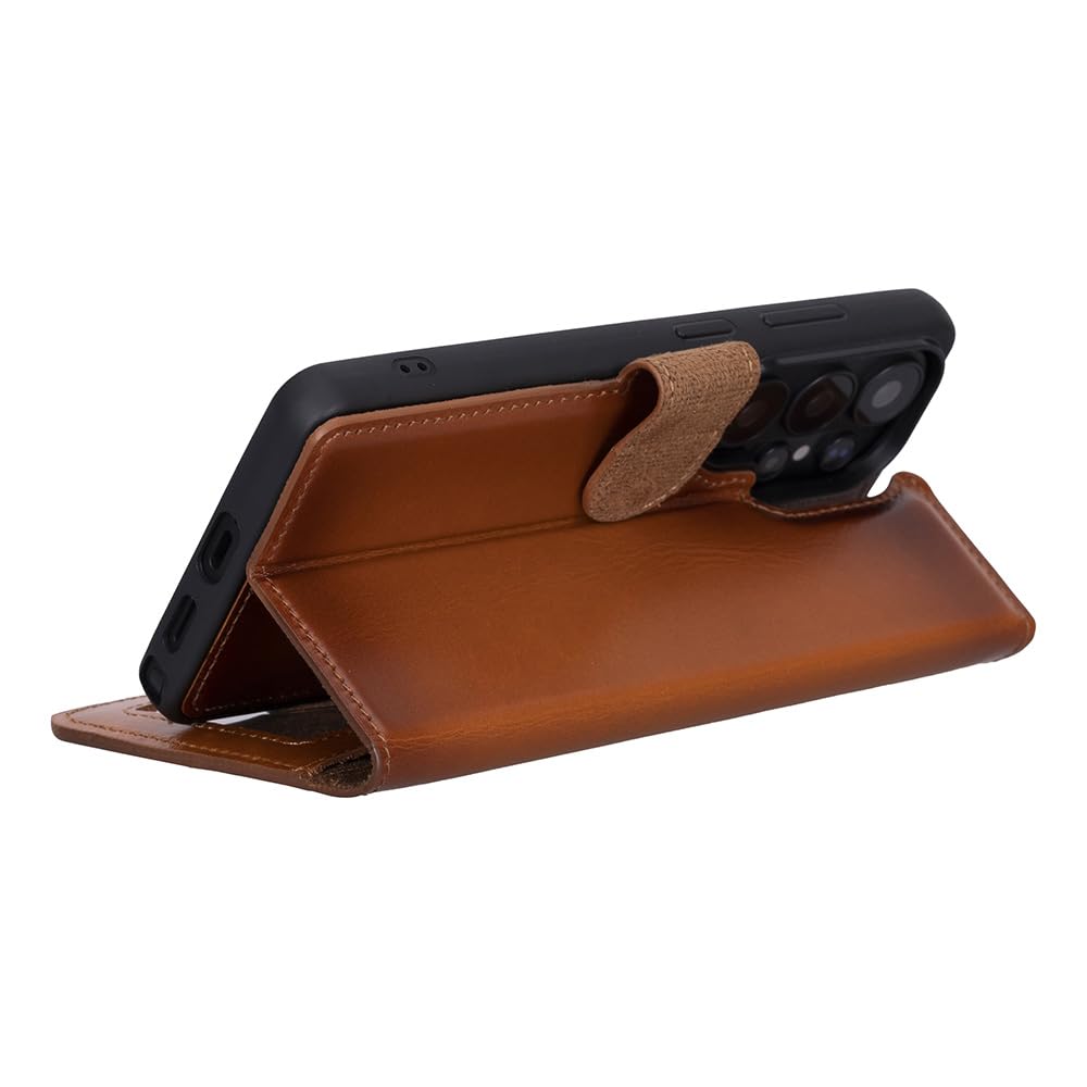 Solo Pelle Lederhülle Harvard kompatibel für das Samsung Galaxy S26 RFID inklusive abnehmbare Hülle mit integrierten Kartenfächern RFID (Cognac Braun, S26)