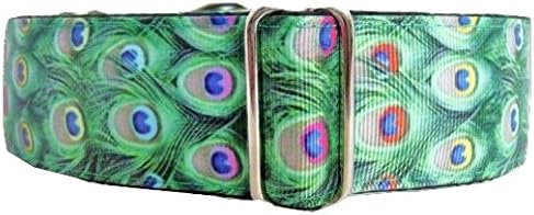 Regal Hound Designs 1.5" Wide Martingale Dog Collar, Lined, 3 Sizes: Small, Medium, Large/XL, Regal Peacock Design (Medium 13-18")