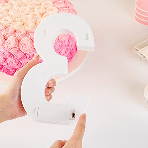 Image of Restaurantware-Illumify 7.1 x 1.2 x 8.7 Inch Light Up Number, 1 Durable Marquee LED Light - Number 3, Touchproof, White Plastic Party Digit Sign Accent, Keyhole Slot, For Weddings, Or Special Events