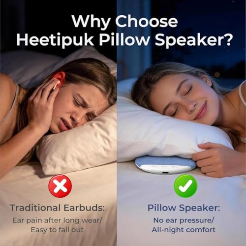 Image of Pillow Bluetooth Speaker for Sleeping | Wireless Under Pillow Speaker with White Noise, Sleep Timer, Bluetooth Music & Built-in Mic for Bedroom, Relaxation & Private Listening