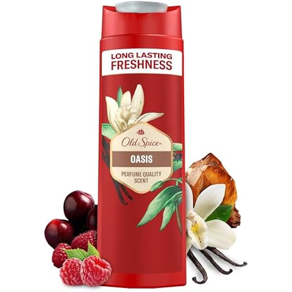Old Spice Oasis Męski żel pod prysznic i szampon 400ml Uniwersalny 3 w 1 żel do mycia włosów twarzy i ciała. Długotrwały świeży zapach o jakości perfum