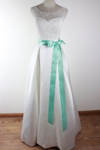 新品 2" Wide Simple Classic Colorful Ribbon Sash For Dress Formal Wedding Dress (Blulish Green) #TOP6
