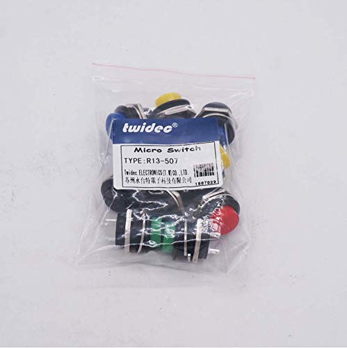 Twidec/10Pcs Spst Ac250V/3A Ac125V/6A Mini Off(On) No Momentary Push Button Switch 5 Colour R13-507-5C #TOP4