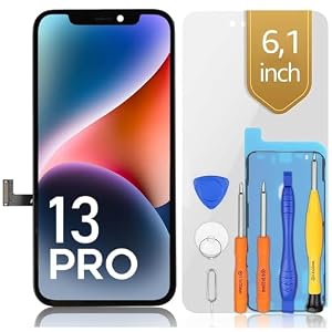 bokman Écran pour iPhone 13 Pro, 6.1 Pouces Affichage FHD et Remplacement de l'écran Tactile (Face ID, True Tone Programmable)
