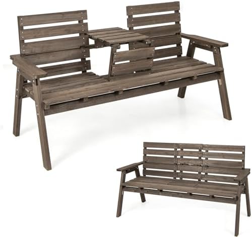 COSTWAY Tuinbank zonder rugleuning, weerbestendige houten bank voor 2-3-zits, belastbaar tot 325 kg, houten terrasbank voor tuin, balkon, terras