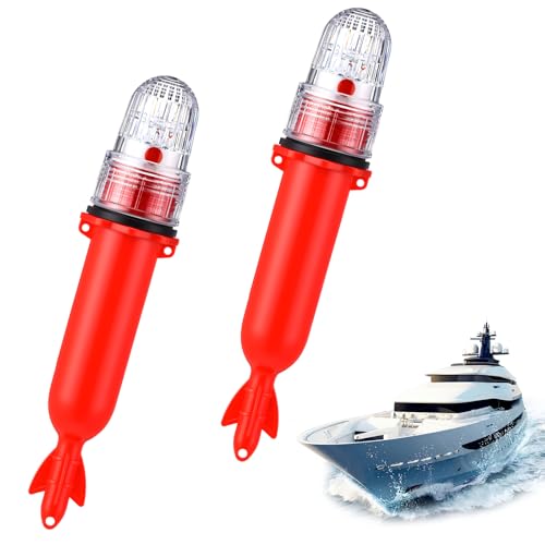 Kingdder 2 Pcs Boat Flares Marine Red Signal Light Boat Flares Beacon Strobe Safety Battery-powered Boating Safety Kit Without Battery Waterproof Day Night Use for Boating Fishing Nets Life Rafts