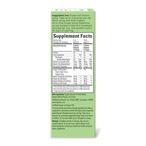 Image of Hyland's Kids Cough Syrup All-in-One for Daytime, Organic (Grape) 4 fl oz