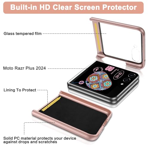 Ninki 30974 For Motorola Razr Plus 2024 Case With Screen Protector, Moto Razr Plus + 2024 Case,Glitter Leather Case For Motorola Razr 50 Ultra Case Flip Phone Case thumb #3
