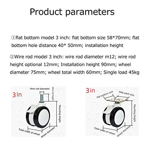 Roulettes de rechange M12 silencieuses et roues pivotantes nylon pour chariot - 8