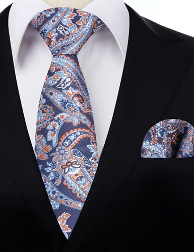 Image of Alizeal Mens 3.15'' Vintage Paisley Tie Pocket Square Set | Elegant Perfect for Banquet Wedding and Party