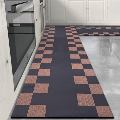 Tapis de sol cuisine lavable pour salle à manger et salon lot de 2 damier