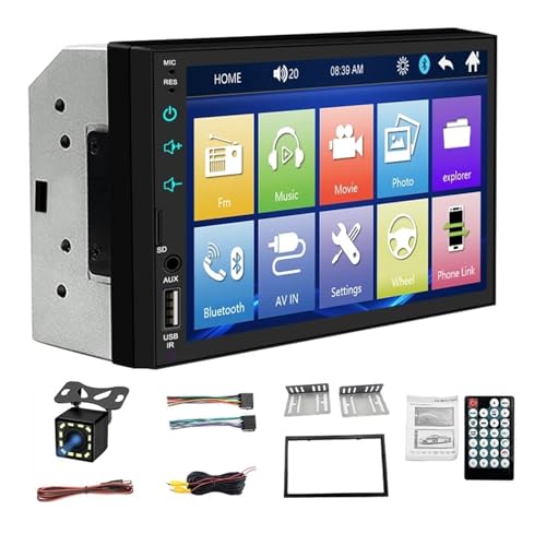 Carplay 2Din 7" Car Radio Ap Carplay Autoradio Stereo Receiver Touch Screen Bluetooth FM SD USB TF HD MP5 Player(Radio-12LEd Cam