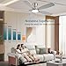 JSAITEE Ceiling Fans with Lights, 52 Inch Low Profile Ceiling Fan with Light and Remote Control, Flush Mount, DC Reversible Motor, Noiseless, Nickel 6 Speeds Ceiling Fan for Bedroom