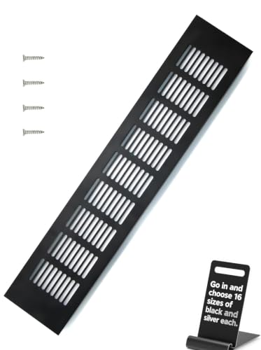 WJUAN Grille D’aération en Aluminium à Encastrer, Grille de Ventilation 400 mm Angulaire pour la Ventilation des Placards et des Chambres (Noir)