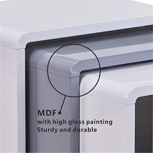 GOLDFAN Nest of Tables High Gloss Coffee Tables Nesting Tables Wooden Side End Tables Lamp Tables for Living Room,White and Grey