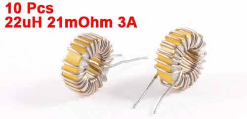 Sourcingmap 10 Pcs Toroid Core Inductor Choke Wire Wind Wound 22uH 21mOhm 3A Coil, Brass Tone - Image 3