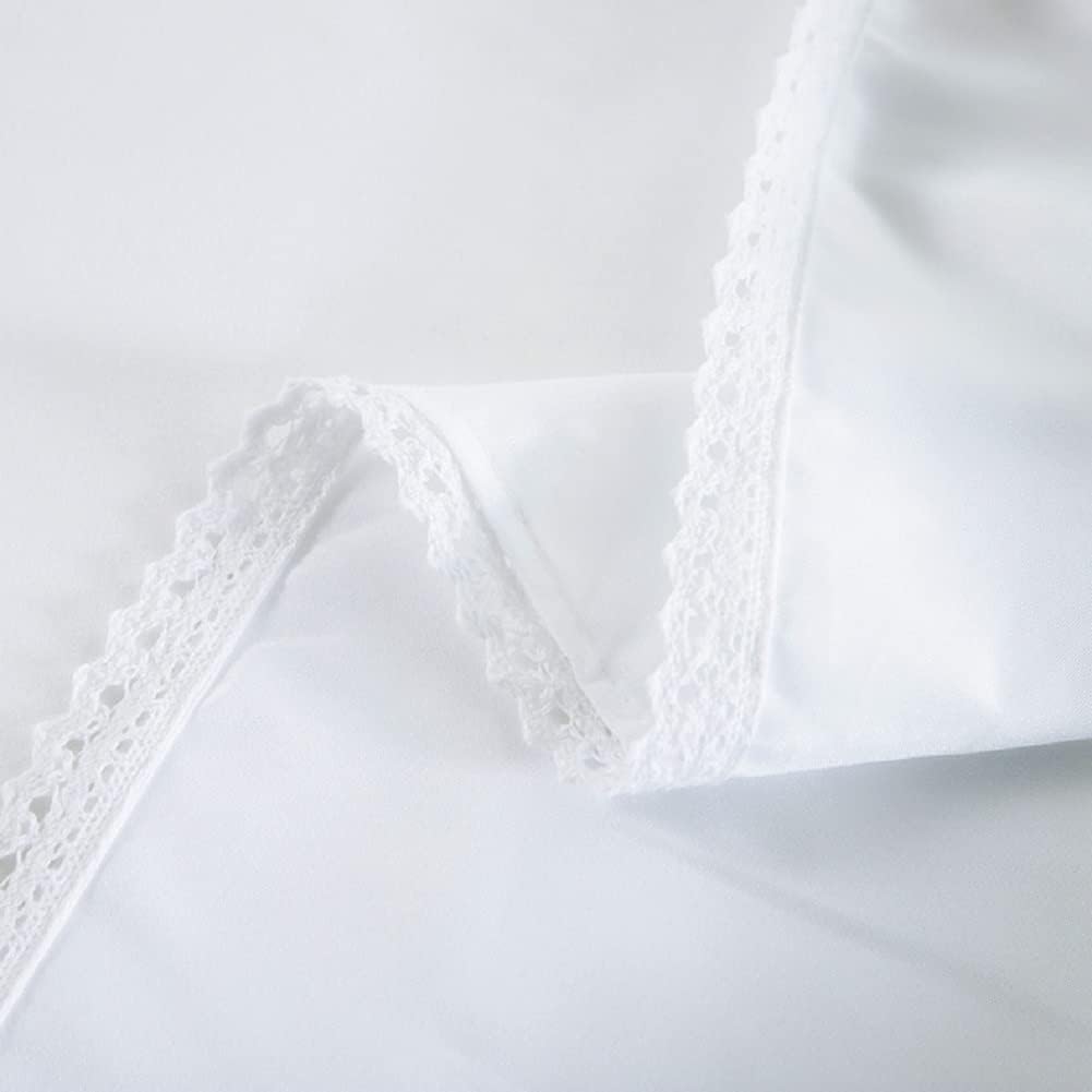 Ruffled Bed Skirts with Split Corners, Elegant Microfiber Fabric Full Bed Skirt 14 Inch Drop Platform Wrap Around Gathered Bedding Bed Skirt (White, Queen(60 * 80"))