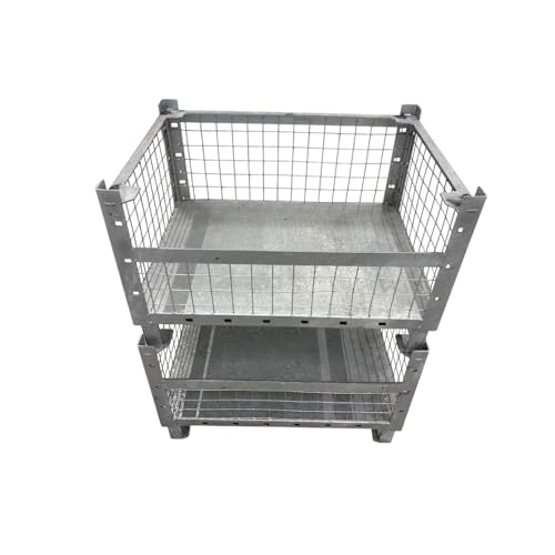 EMPULA Gitterbox Stapelbar, 800x600x500 mm, 650 kg Traglast, Verzinkt, 5-Fach Stapelbar